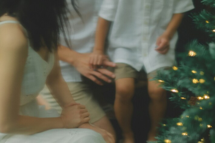 family celebrating Christmas